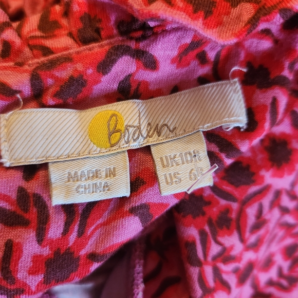 NWOT Boden Gin Fizz Pink & Red Ruffled Smocked Midi Dress - Picture 5 of 6